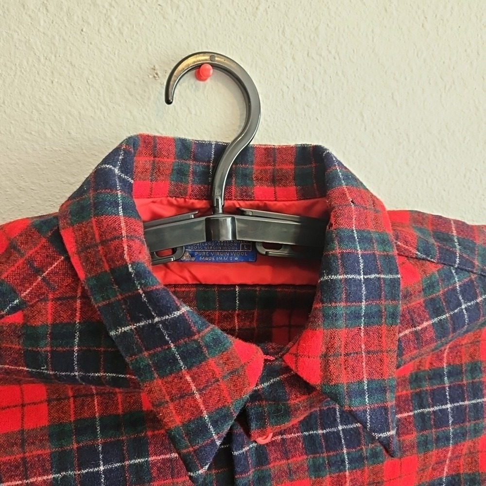Vintage Pendleton Flannel Shirt Men's Size Large 70s Virgin Wool Red READ DESC - Picture 3 of 8